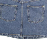 ZARA Womens Blue Denim Mini Cotton Skirt XS Red & White Stripe Casual Summer