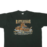 BOW VALLEY Mens Black Rattlesnake Graphic T-Shirt XL Short Sleeve Crew Neck