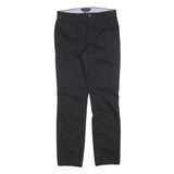 TOMMY HILFIGER Mens Cotton Blend Black Slim Straight Trousers W28 L30 Zip