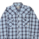 WRANGLER Mens Blue & Navy Check Shirt XL Western Country Casual Cotton Blend