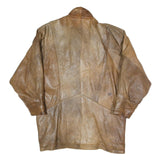 Womens Brown Button Jacket M Polyester Blend Plain Vintage Style Casual Wear