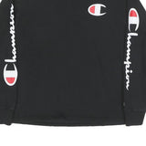 CHAMPION Mens Black Cotton Blend Long Sleeve Crew Neck S Logo Print