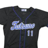 Womens Black & Blue Graphic Modern L Short Sleeve V-Neck Jersey Polyester