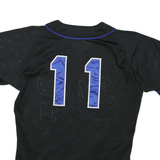 Womens Black & Blue Graphic Modern L Short Sleeve V-Neck Jersey Polyester