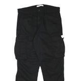 ZARA Mens Relaxed Black Cotton Blend Cargo Trousers W32 L28 Casual Utility Style