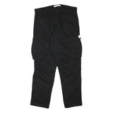 ZARA Mens Relaxed Black Cotton Blend Cargo Trousers W32 L28 Casual Utility Style