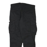 ZARA Mens Relaxed Black Cotton Blend Cargo Trousers W32 L28 Casual Utility Style