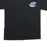 CHAMPION Mens Black Graphic T-Shirt M Short Sleeve Crew Neck Cotton Logo
