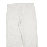 MANCHESTER Womens Relaxed Linen White Trousers W36 L28 Zip Closure Casual Summer