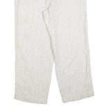 MANCHESTER Womens Relaxed Linen White Trousers W36 L28 Zip Closure Casual Summer