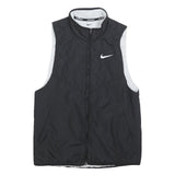 NIKE Womens Black White Running Jacket S Polyester Zip Therma-Fit Fitness
