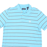 CHAPS Mens Blue & White Striped Short Sleeve Polo Shirt M Cotton Casual