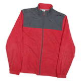 STARTER Mens Red & Black Zip Front Outdoor Jacket S Polyester Blend Fleece