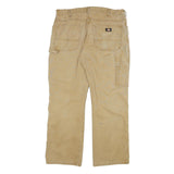 DICKIES Mens Cotton Blend Beige Regular Straight Trousers W34 L30 Workwear Zip