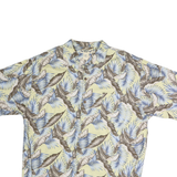 HAWAIIAN TROPIC Mens Beige & Blue Tropical Print Shirt XL Cotton Summer Casual