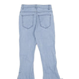 Light Blue Womens Regular Fit Flared Cotton Blend Denim Jeans W24 L29 Lace-Up