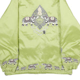 BOGNER Womens Green Embroidered Zip Jacket L Satin Elephant Pattern