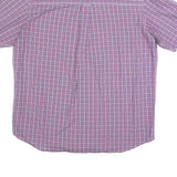 CHAPS Mens Red & Blue Checked Shirt L Casual Cotton Blend Short Sleeve