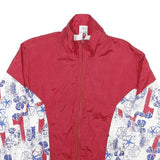RODEO Mens Red & White Abstract Print Nylon Jacket S Sports Casual Zip