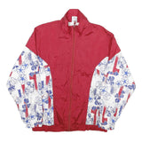 RODEO Mens Red & White Abstract Print Nylon Jacket S Sports Casual Zip