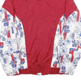 RODEO Mens Red & White Abstract Print Nylon Jacket S Sports Casual Zip
