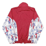 RODEO Mens Red & White Abstract Print Nylon Jacket S Sports Casual Zip