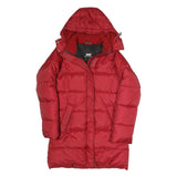 HELLY HANSEN Womens Red Down Jacket S Long Sleeve Zip Hooded Warm Outdoor
