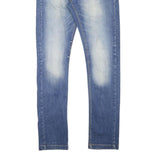 Mens Slim Fit Blue Denim Light Wash Jeans W32 L32 Zip Closure Stylish Casual