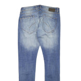 Mens Slim Fit Blue Denim Light Wash Jeans W32 L32 Zip Closure Stylish Casual