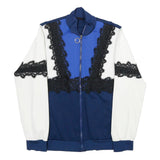 PINKO Womens Blue & White Jacket M Polyamide Blend Zip Lace Trim