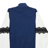 PINKO Womens Blue & White Jacket M Polyamide Blend Zip Lace Trim