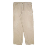CARHARTT Mens Relaxed Beige Trousers W38 L34 Workwear Casual Cotton Blend Zip
