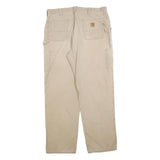 CARHARTT Mens Relaxed Beige Trousers W38 L34 Workwear Casual Cotton Blend Zip
