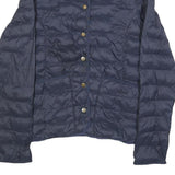 BARBOUR Womens Navy Blue Quilted Jacket UK 8 Polyamide Button Fastening