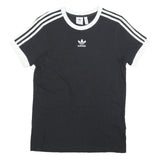 ADIDAS Womens Black & White T-Shirt UK 6 Short Sleeve Crew Neck 3 Stripes