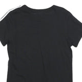 ADIDAS Womens Black & White T-Shirt UK 6 Short Sleeve Crew Neck 3 Stripes