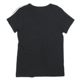 ADIDAS Womens Black & White T-Shirt UK 6 Short Sleeve Crew Neck 3 Stripes
