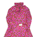 FRANCOISE DESARBRE Womens Pink & Brown Geometric Mini Dress Polyester Blend Long