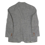 Mens Grey Button Cotton Classic Jacket Herringbone Pattern L L Vintage Style