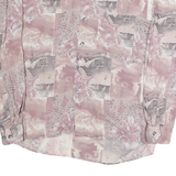JEAN MASERIC Mens Pink & Grey Patterned Long Sleeve Shirt L Polyester Casual
