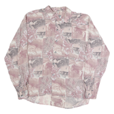 JEAN MASERIC Mens Pink & Grey Patterned Long Sleeve Shirt L Polyester Casual