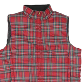 CHAPS Mens Red Plaid Jacket XL Polyester Blend Quilted Sleeveless Zip Fastening