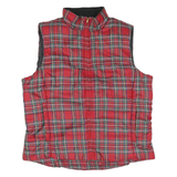 CHAPS Mens Red Plaid Jacket XL Polyester Blend Quilted Sleeveless Zip Fastening