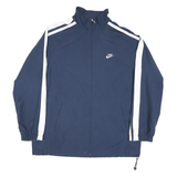 NIKE Mens Blue & White Track Jacket XL Polyester Blend Zip Plain Sportswear
