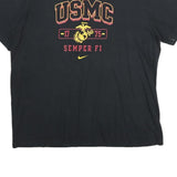 NIKE Mens Black USMC Graphic T-Shirt 2XL Short Sleeve Crew Neck Military Logo