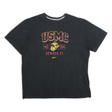NIKE Mens Black USMC Graphic T-Shirt 2XL Short Sleeve Crew Neck Military Logo