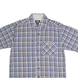 DICKIES Mens Blue & Brown Check Shirt M Cotton Short Sleeve Casual Classic