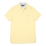 TOMMY HILFIGER Mens Yellow Polo Shirt S Short Sleeve Cotton Blend Classic Fit