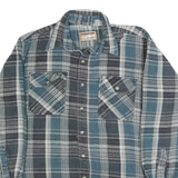 WINTER RUN Mens Blue Black & White Check Shirt L Casual Cotton Long Sleeve