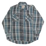 WINTER RUN Mens Blue Black & White Check Shirt L Casual Cotton Long Sleeve